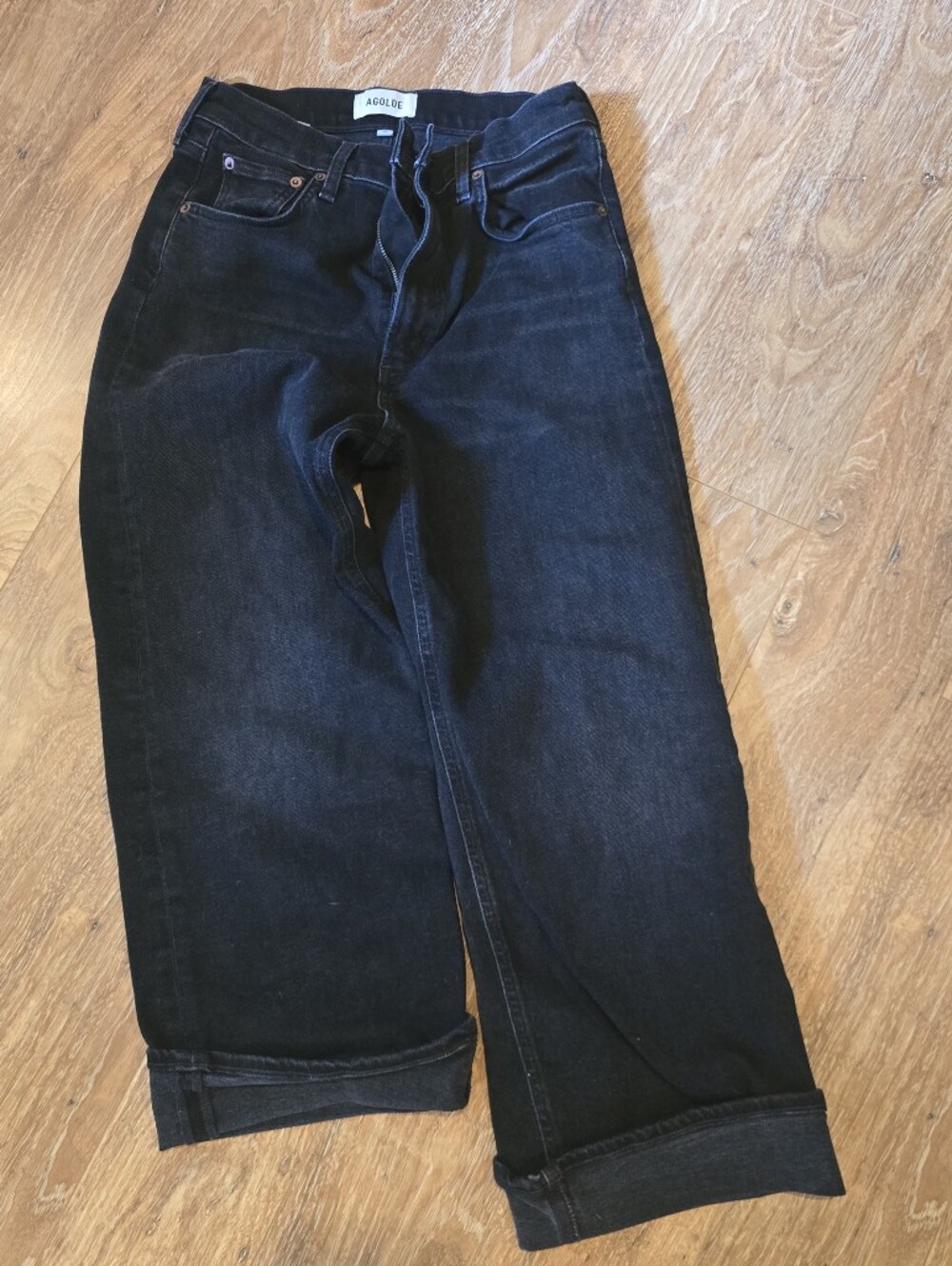 Agolde Women's Straight Cuff Black Jeans